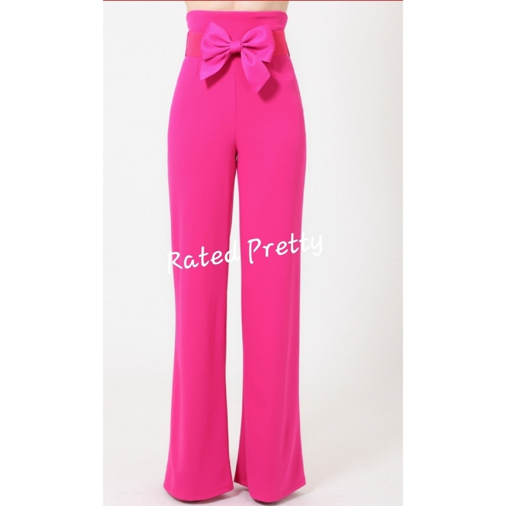 Pink Hot pants high waisted with bow